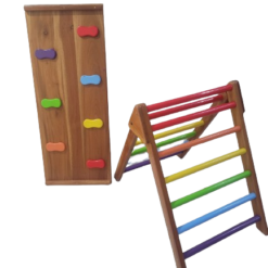 Pikler Triangle With Slide & Rock Climbing – Colorful